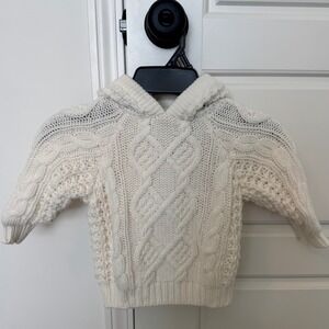 Vintage Grand Knitwear Baby Chunky Cable Knit Hooded Back Zip Sweater 18 M